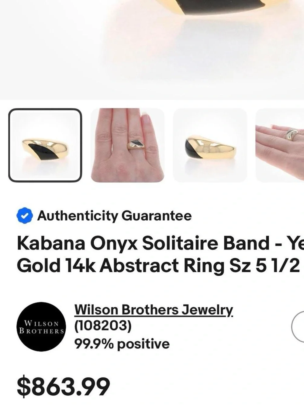 14k Gold Kabana Signet Ring with Black Onyx Accent - Women's Jewelry